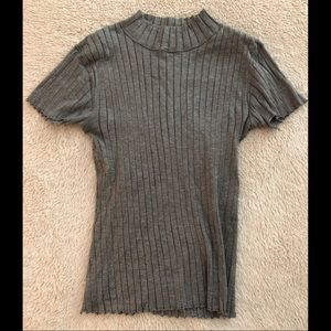 Rag & Bone Grey Mock Neck Ribbed Shirt